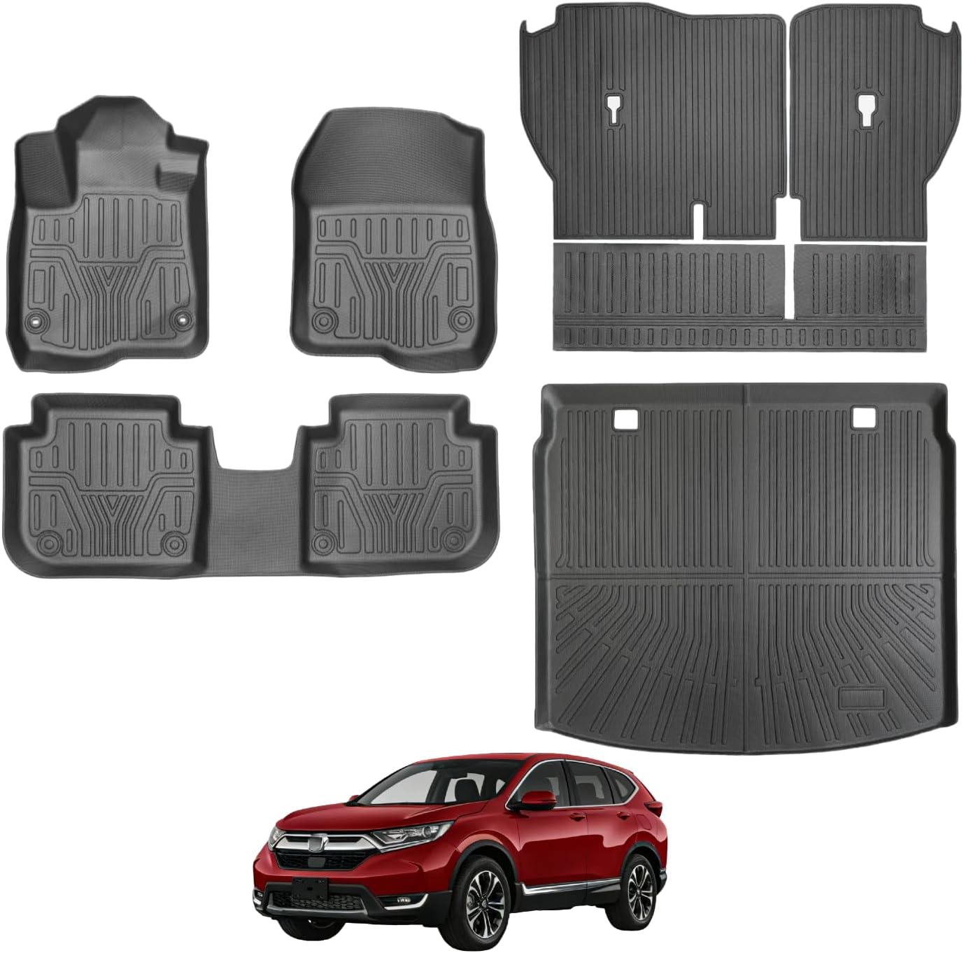 AutoPals Floor Mats for Honda CRV 2026 2025 2024 2023 (Include Hybrid), Cargo Mat All Weather TPE Trunk Mat Cargo Liner (Upper Position) Backseat Protector for CR-V Accessories (7-piece Set)