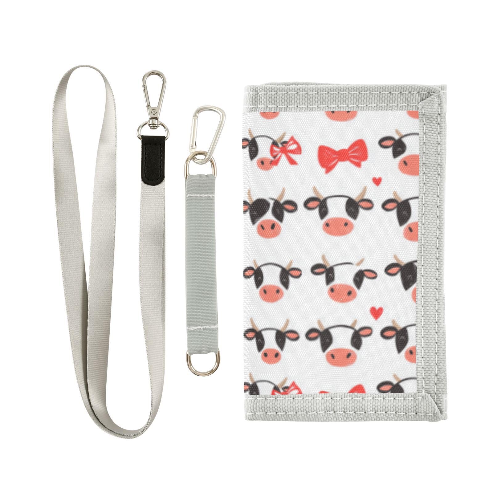 Wusikd Cute Cow Kids Wallet for Boys Girls Faces Hearts Toddler Trifold Wallet Novelty Wallet for Teens Women Men