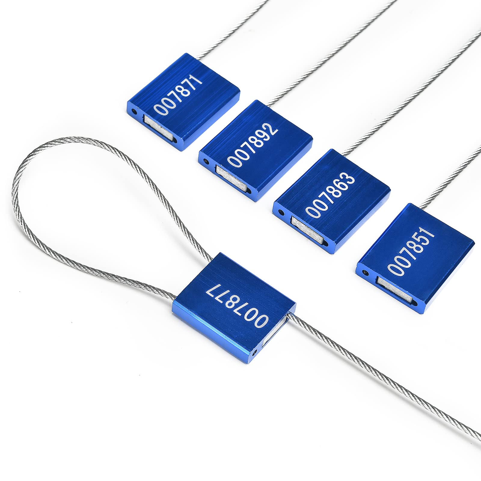 Lzbignun 50pcs Security Seals Cable Seals Numbered Tamper Proof Tags Metal Wire Seals Shipping Seals, Blue