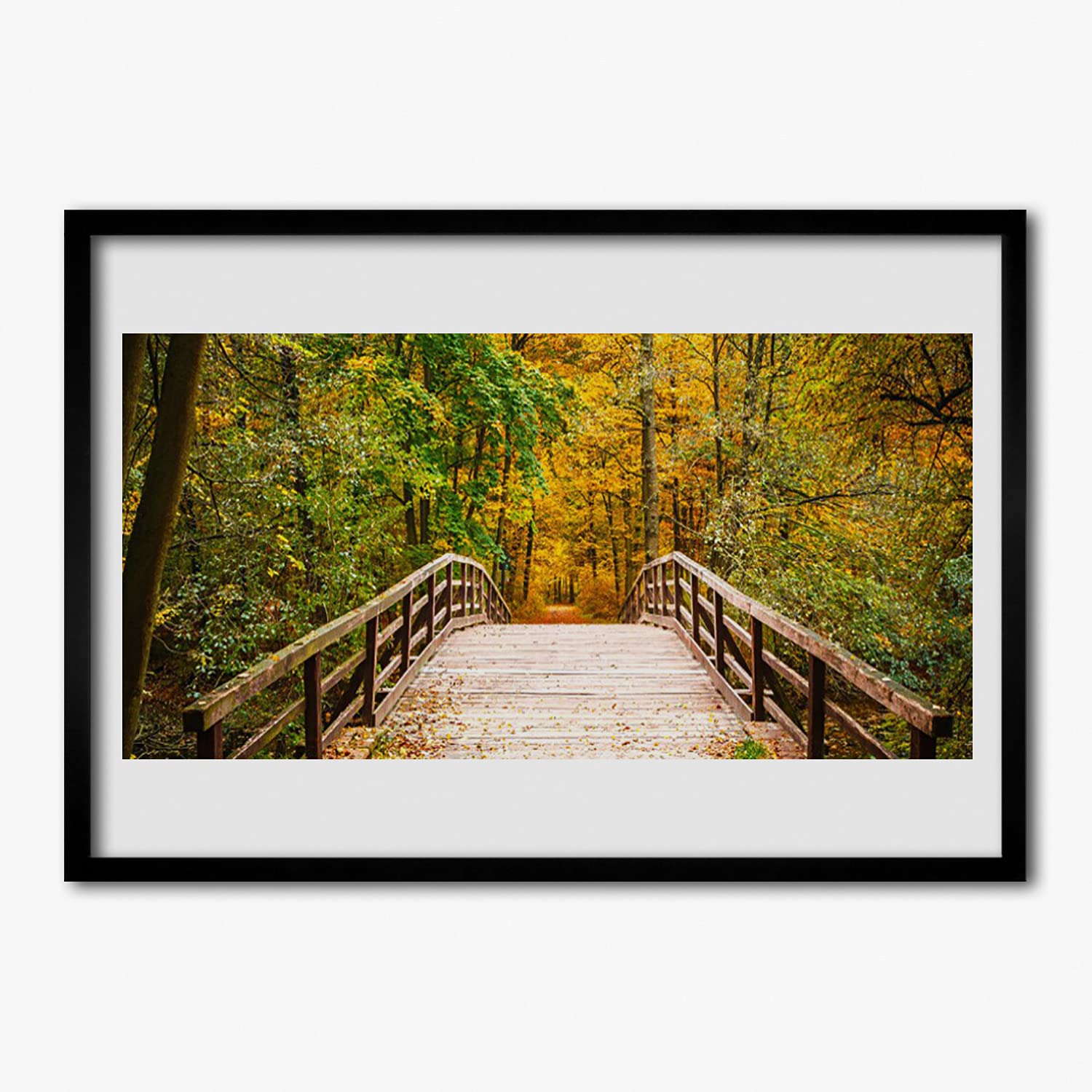 Tulup Marco Póster 100x70cm Cartel Enmarcado Cuadro de Pared Cuadros Decorativos Decoración Paredes de Sala, Dormitorios y Cocina Arte Mural - Arquitectura del puente forestal