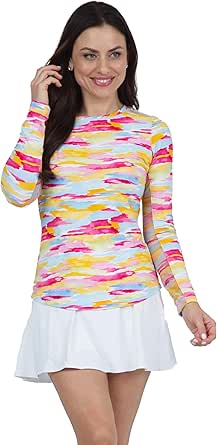 IBKUL Athleisure Wear 10870 - Camiseta De Manga Larga Con Protección Solar UPF 50+ Icefil Cooling-Fatima Print, Azul/Peri, XS