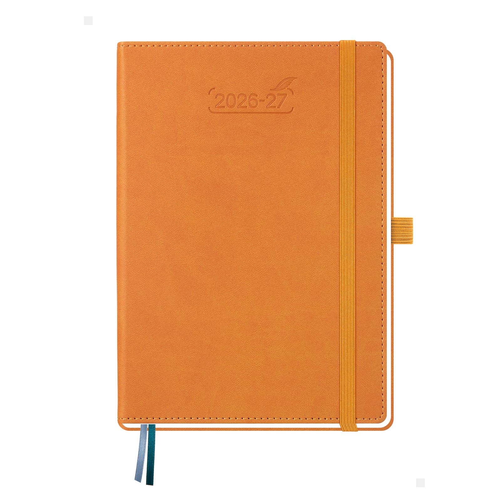 BEZEND A5 Academic Diary 2026-2027 Week to View (Jul 26 - Dec 27) Vertical Weekly Planner with Time Slots & Monthly Tabs. Appointment Diary for Home School Office. PU Leather Hardback, Orange