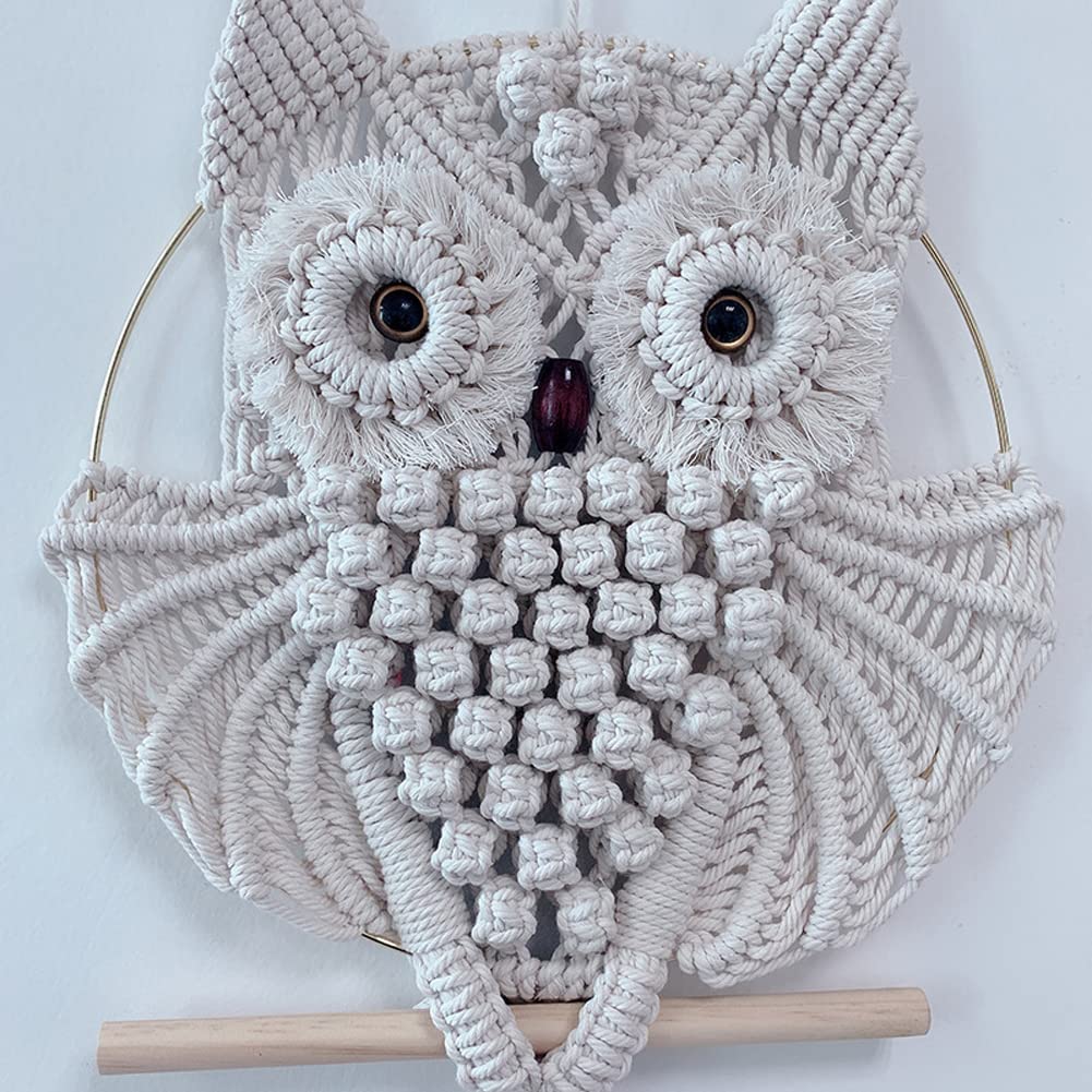 2 Piezas de Macramé de Búho Para Colgar en la Pared Tejida a Mano Adorno Bohemio Colgador de Arte de Pared Decoración del Hogar Oficina Sala de Estar Dormitorio Guardería Decoraciones Artesanales