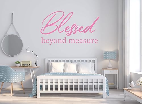 Miniatura 8 de Blessed - Calcomanía de vinilo para pared, cita inspiradora personalizable, bendito más allá de la medida, decoración del hogar para dormitorio,