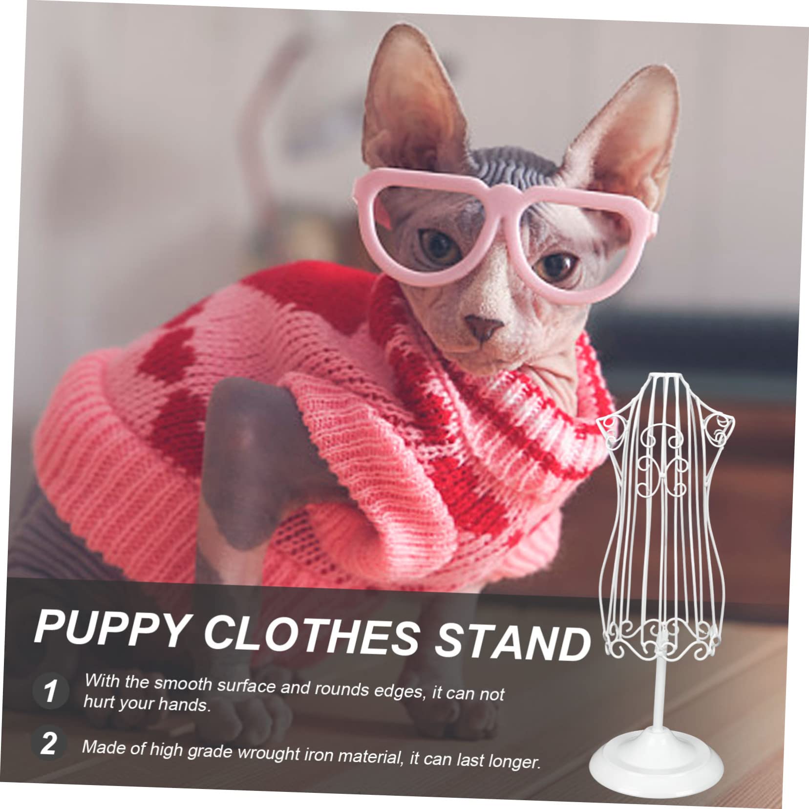 Ipetboom Stand Espositivo in Ferro Bianco per Abbigliamento Pet Superficie Liscia e Lavorazione Fine, per Mensole e Stend Abiti per Animali Domestici