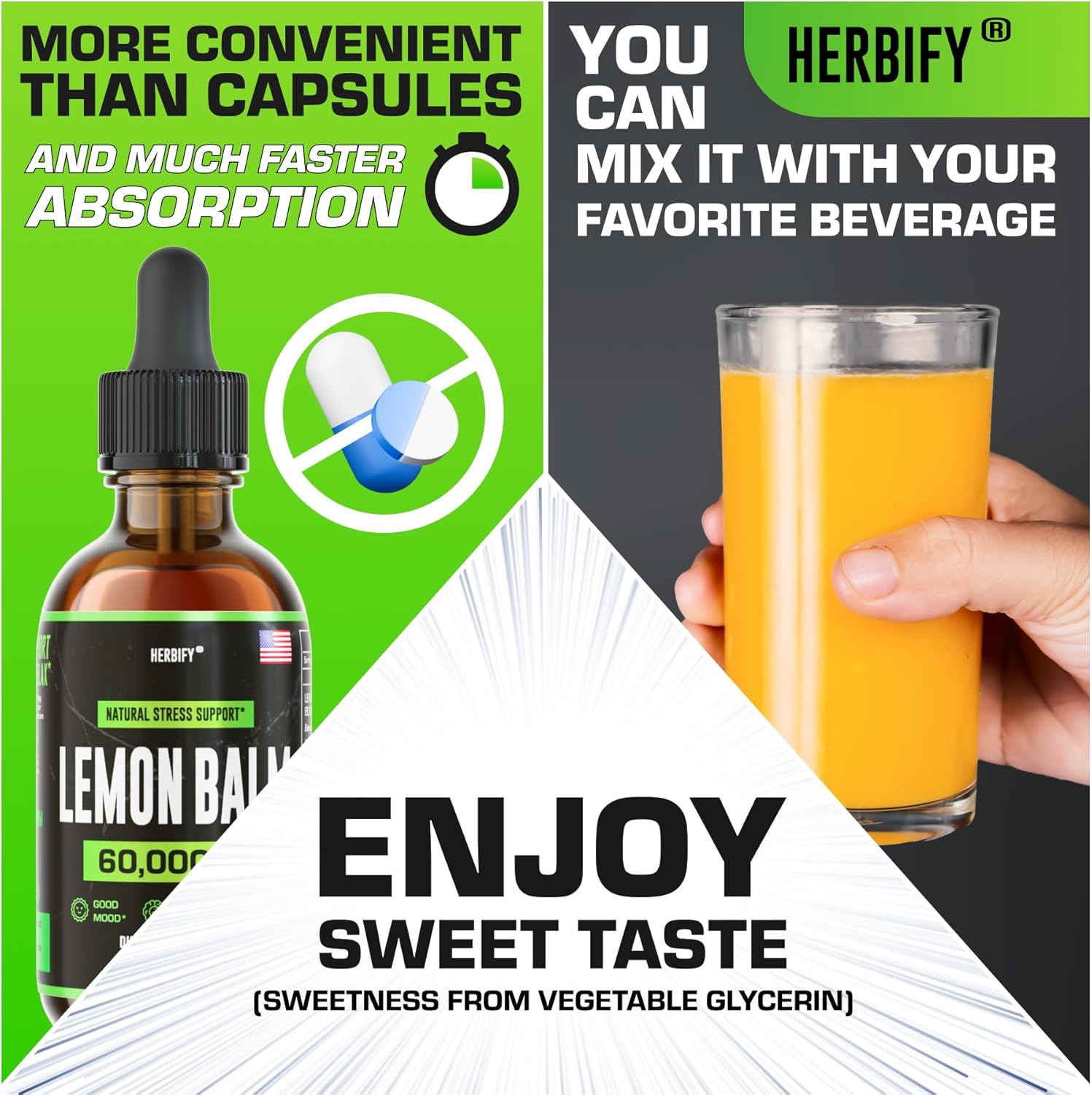 HERBIFY Bundle - K2 and D3 Drops & Lemon Balm Tincture - Bone Strength & Mood Boost