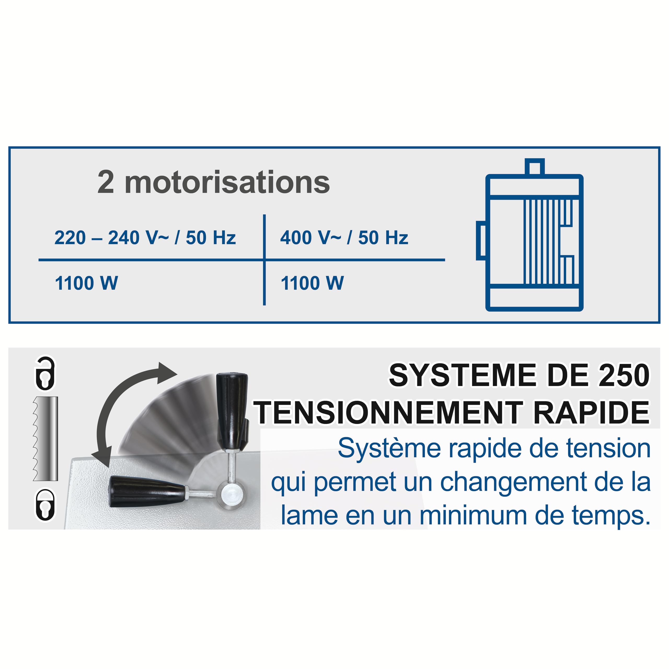 Scheppach Scie à ruban Basa 3 | 800W | 400V | Vitesse de coupe : 370-750m/min | Hauteur de coupe maxi : 205 mm | Largeur de passage : 306 mm | Table 45°| Gabarit de coupe transversale & support inclus