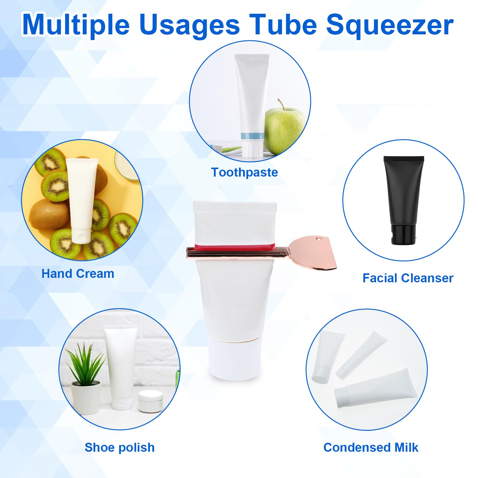 ElevateTech Exprimidor de pasta de dientes, 4 exprimidores de tubo de llave, dispensador de metal, herramienta práctica de rodillo de tubo para crema cosmética, exprimidor de pasta de dientes (plata