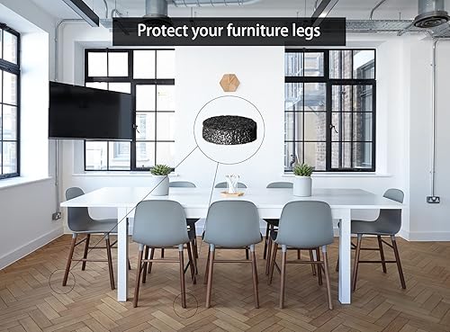 Miniatura 4 de iMaylex 40 almohadillas redondas antideslizantes para muebles de 58 pulgadas (0.591 in) de diámetro, almohadillas de fieltro antiarañazos, protector