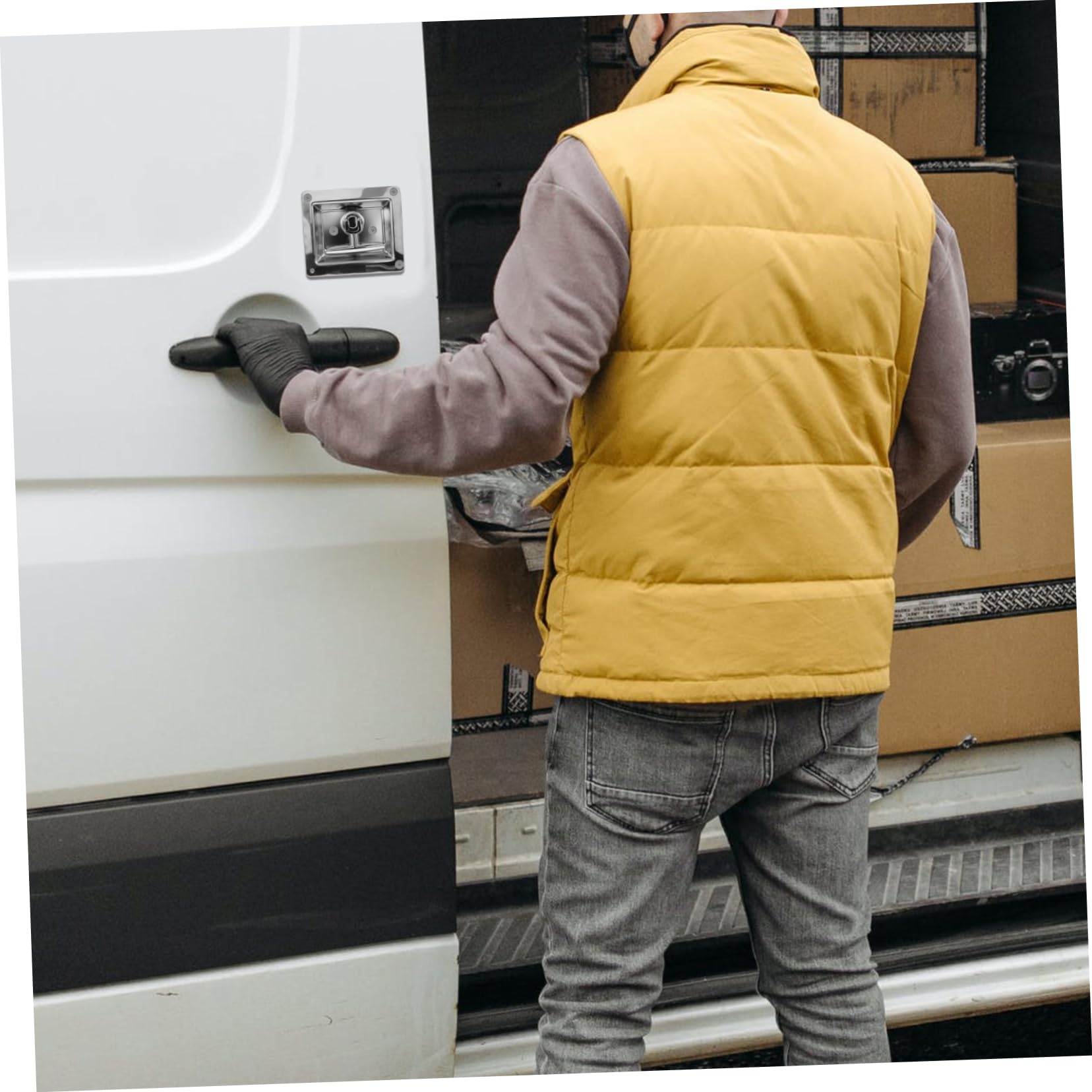 Cerradura de Caja de Herramientas para Caravana de Acero Inoxidable | Plata, Instalación Sencilla y Uso Fácil, para Remolque y Rv Cierre Seguro