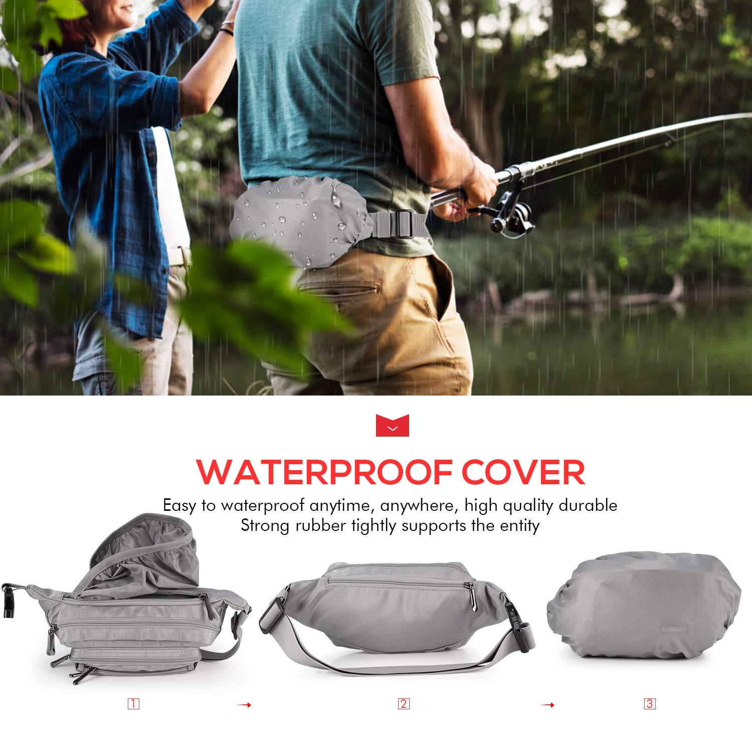 CXWMZY Sac Banane Pour Homme Et Femme Avec Plusieurs Poches