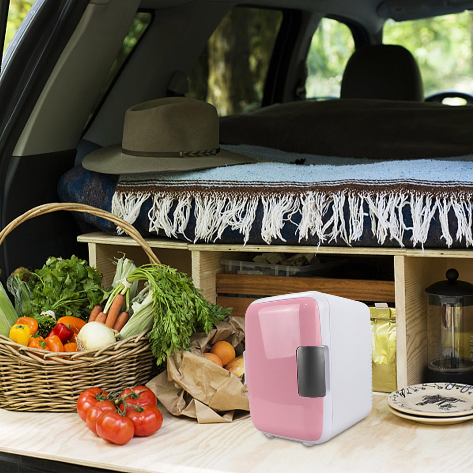 A/R Frigo Mini Bevande | Mini Frigo Per Camera Da Letto,Frigorifero per la cura della pelle, piccolo frigorifero portatile e riscaldatore per cosmetici, alimenti, frigorifero 12V per veicoli