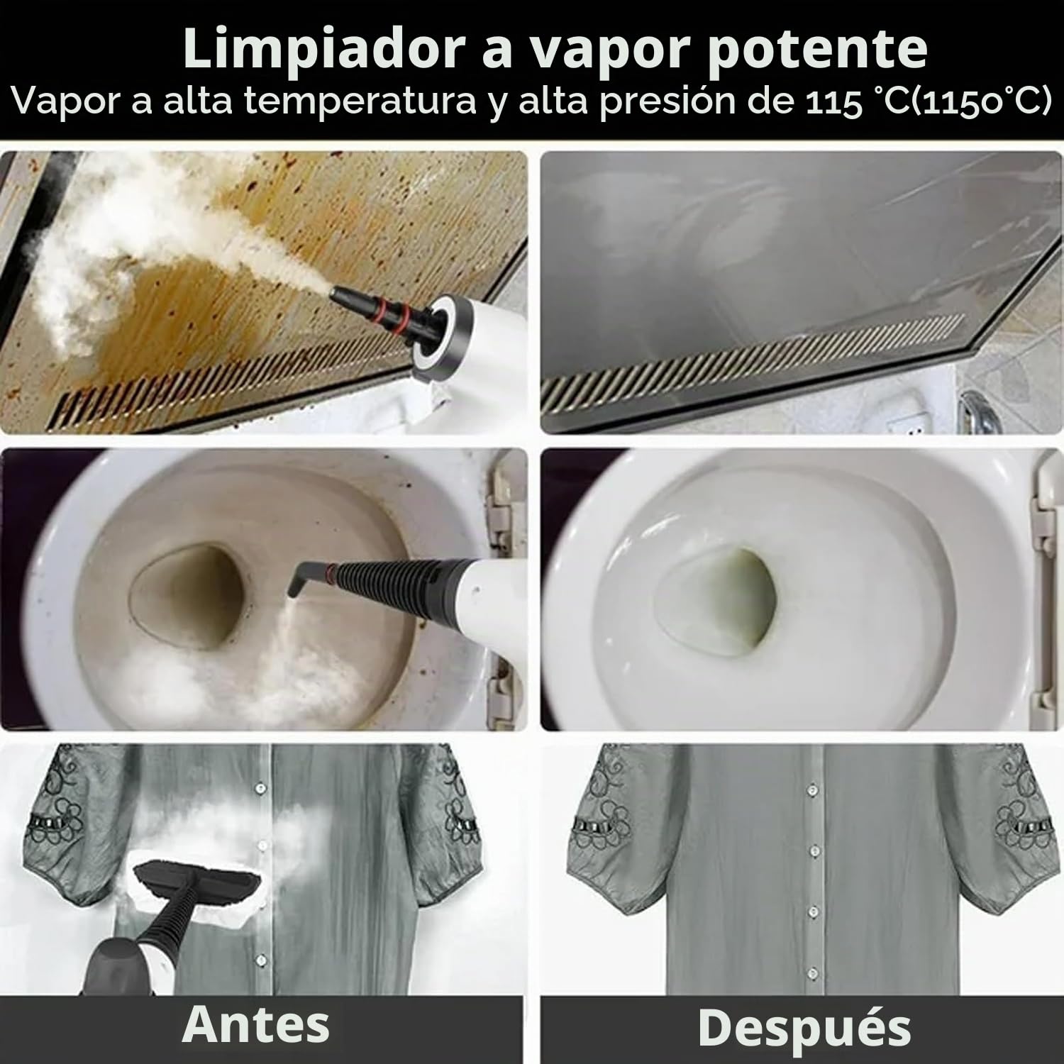 Vaporyx Limpiadora Profesional, Vaporix Pro - Limpiador Desinfectante a Vapor 10 en 1, Limpiador a Vapor de Mano a Presión, Presión de 3,2 Bares con 12 Accesorios para el Hogar (Blanco)
