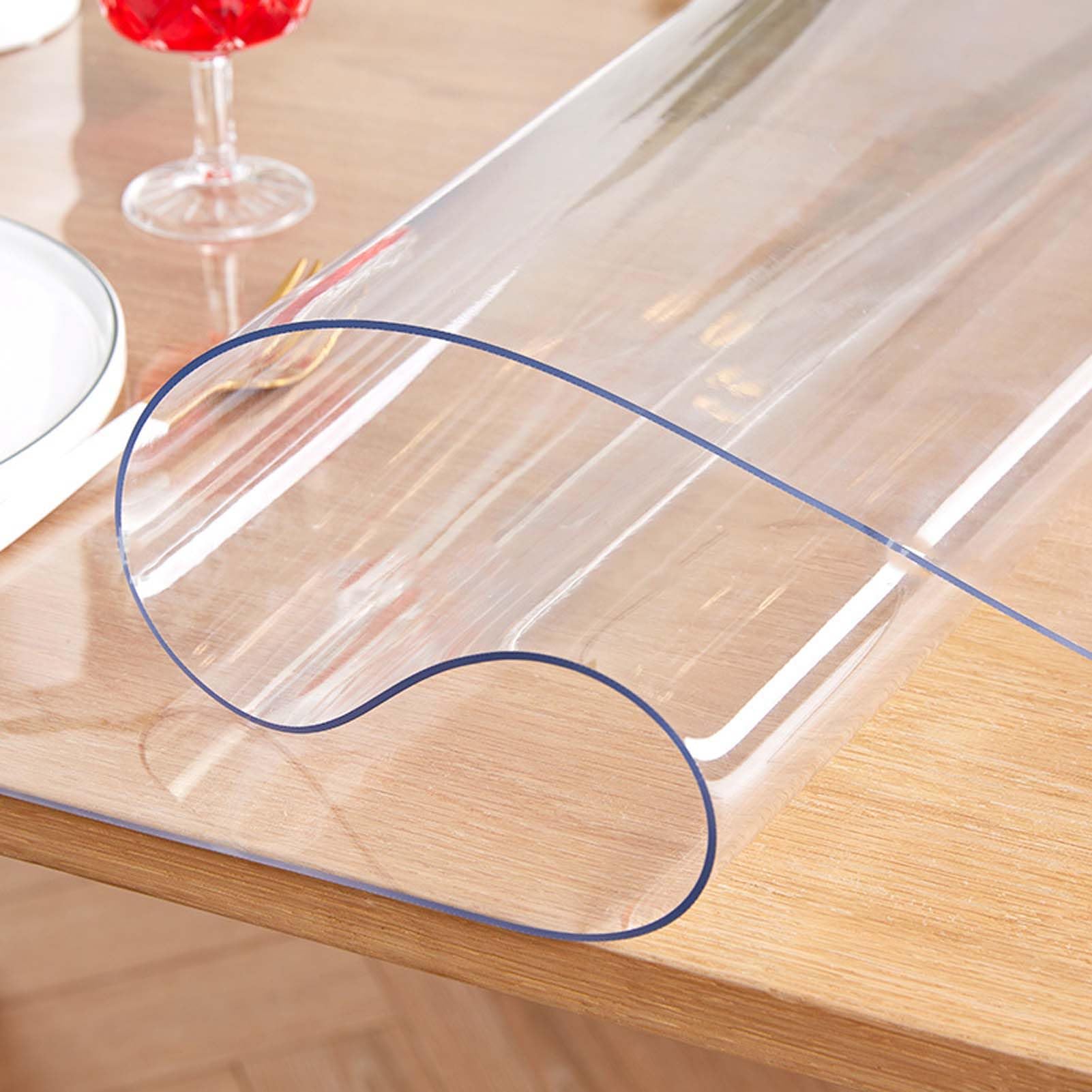 QBYRSSS Transparent Table Cover Protector 1.5mm Clear PVC TableclothWaterproof EasyCut Plastic Table CoverWashable NonSlip Table Protector for Kitchen & Dining Room (23.62x51.18in/60x130cm)
