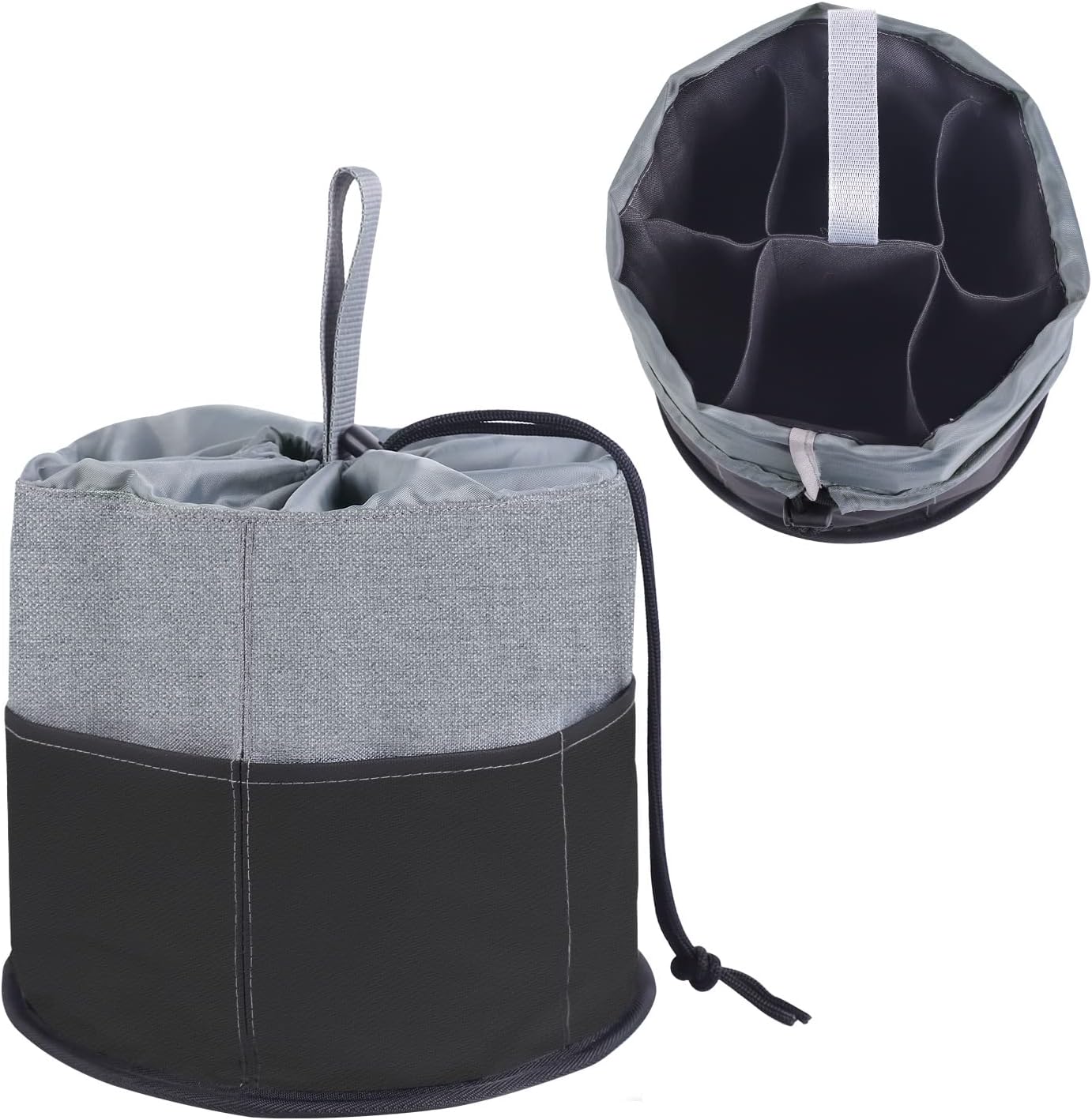 TEFGTER Women Cosmetic Bags Barrel Makeup Bag Collapsible Makeup Cosmetic Case Travel Toiletry Bucket Drawstring Cosmetic Pouch Bag