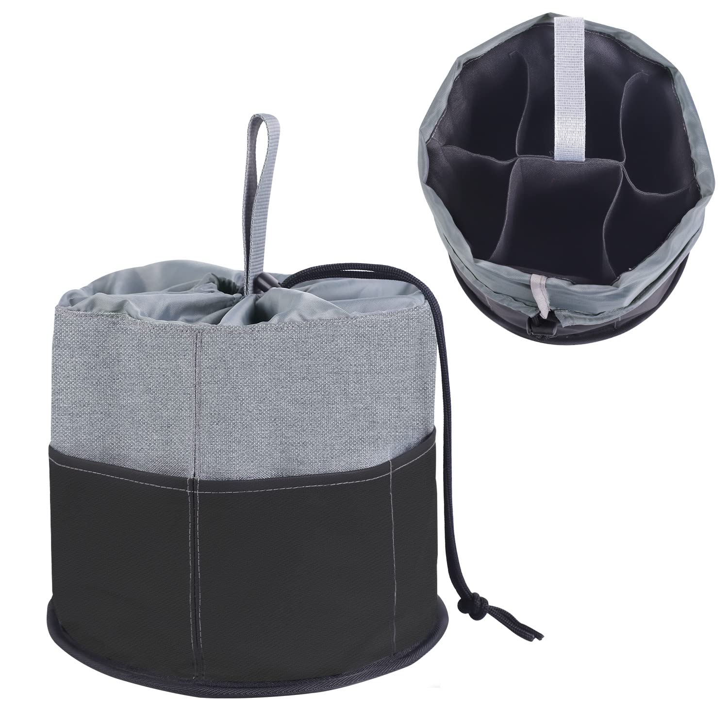 TEFGTER Women Cosmetic Bags Barrel Makeup Bag Collapsible Makeup Cosmetic Case Travel Toiletry Bucket Drawstring Cosmetic Pouch Bag