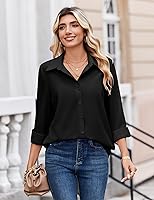 Vista 2 de Zeagoo Camisas con botones para mujer elegantes con estampado floral de manga larga blusa casual de negocios tops de trabajo