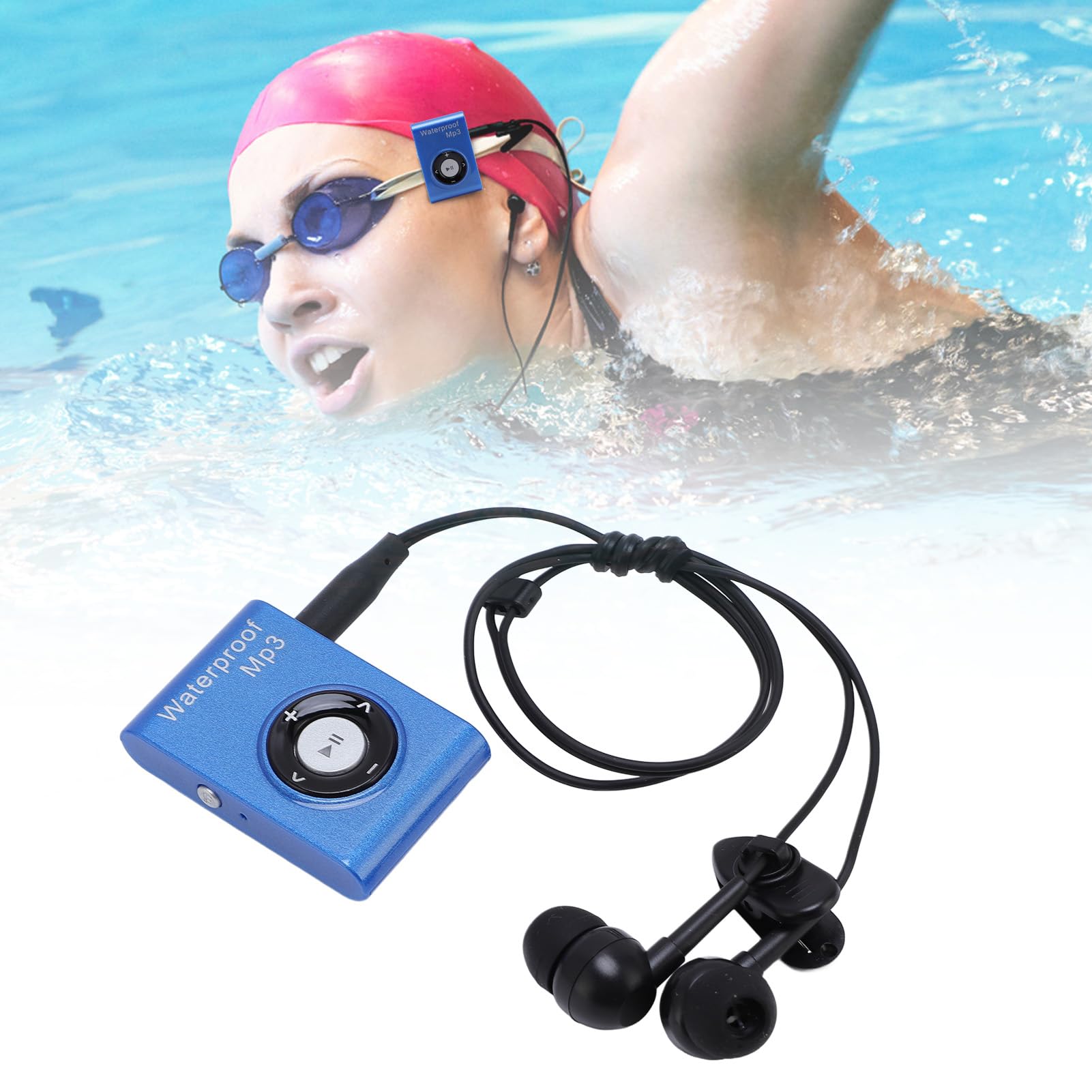 TOPINCN 8GB Waterproof MP3 Player for Swimming and Surfing Portable (BLUE)