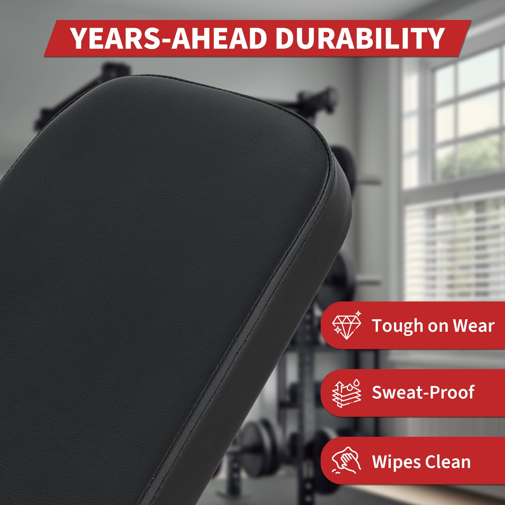 Garvee Función extensible – Banco de musculación ajustable y plegable con extensión de piernas – Posición inclinación/declinación plana – Capacidad 200 kg – Ideal para el interior completo en casa