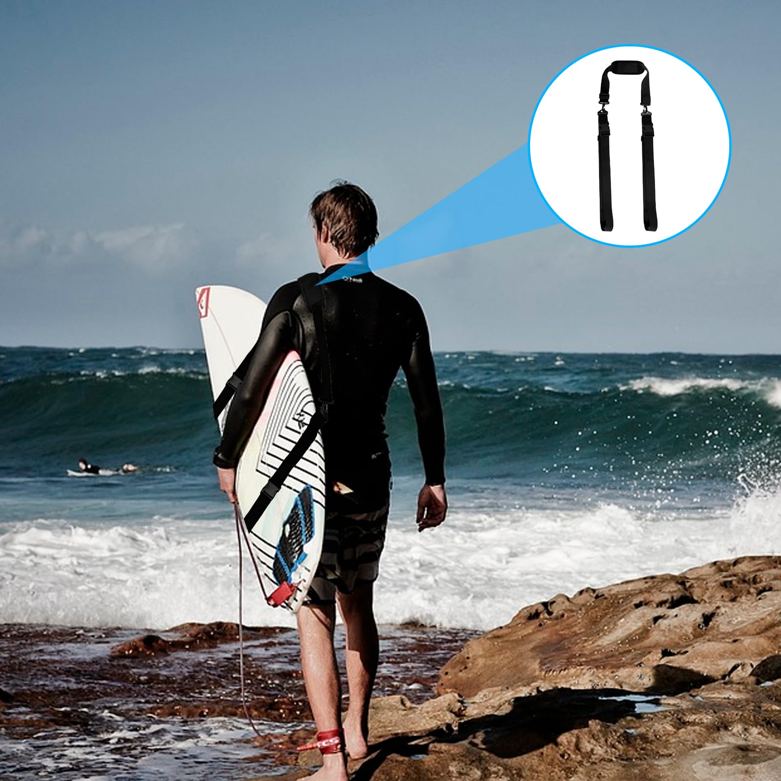 Pasek do noszenia deski surfingowej, regulowany pasek do noszenia, akcesoria SUP, pasek do noszenia deski surfingowej, deski surfingowej, kajaka, wzmocnionego wyposażenia