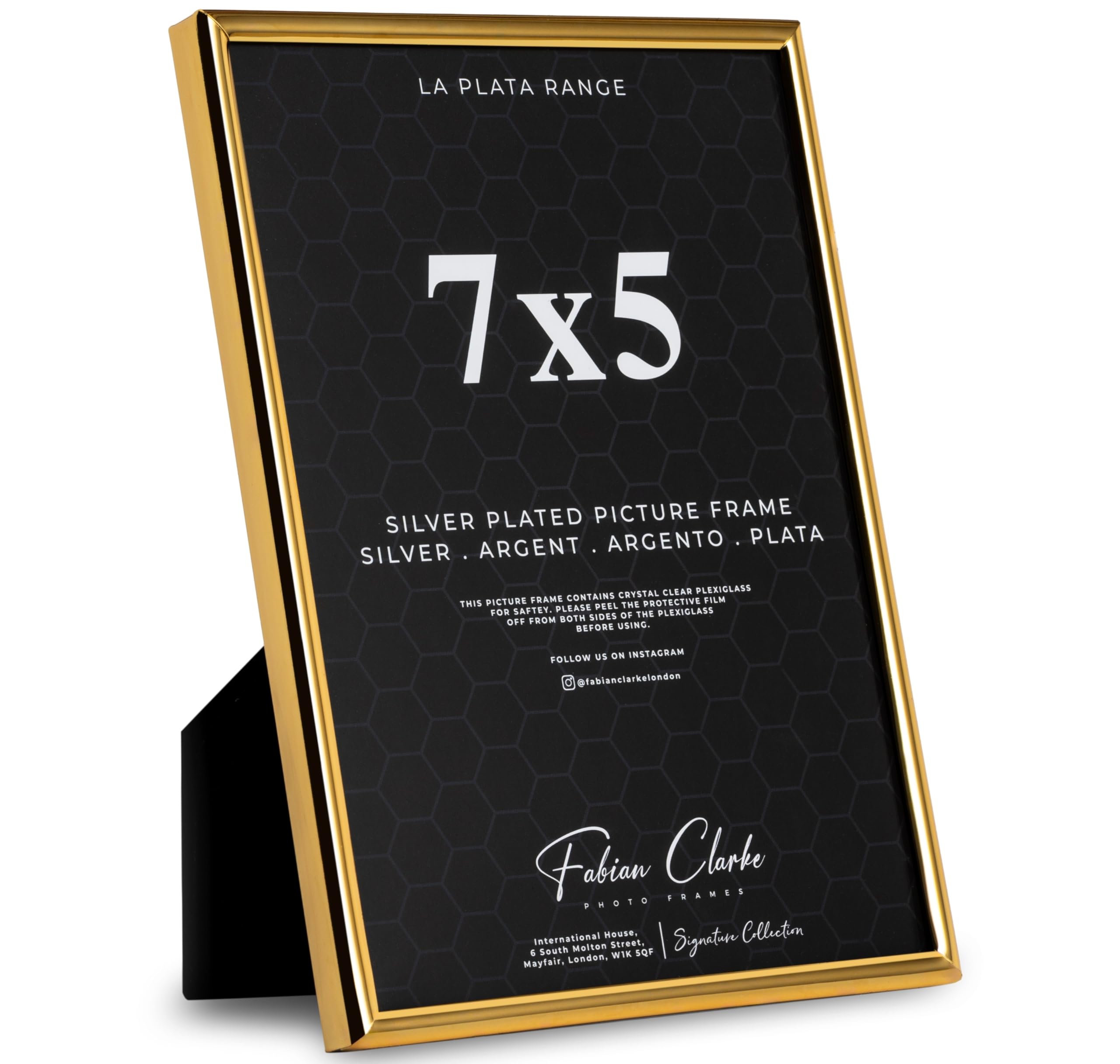 Gold Photo Frame Picture Frame Plain Metal Golden Finish and Tarnish Protected for Wedding Picture or Family Photos (7x5)