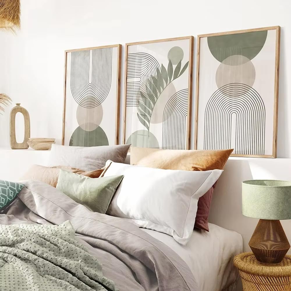 awtrhfc Botanical Posters Prints Pictures Abstract Boho Geometric Wall Art Canvas Painting for Living Room Home Decor(20x30cm(8x12in) x3/No frame)