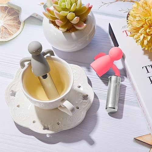 Miniatura 3 de 2 piezas de infusor de té para té suelto, lindo colador de té de malla fina de acero inoxidable, bola de filtro de té difusor de té empinado para