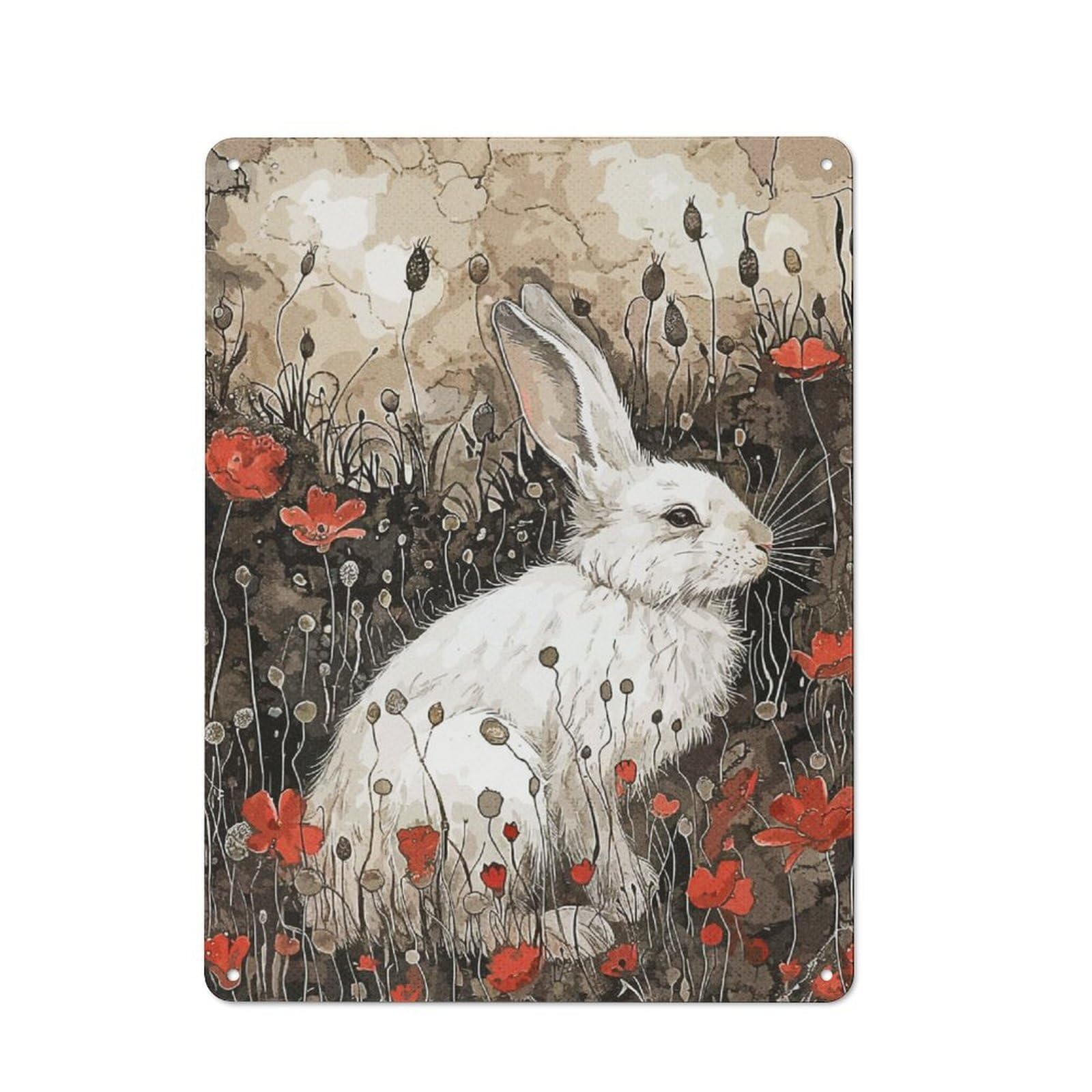 Junmoney Garden Bunny Retro Tin Sign 40X30cm For Hobby Room Or Studio, New-Space Wall Decor For Creative Interior Collectors