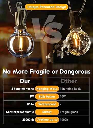 Miniatura 3 de Guirnalda de luces LED G40 a prueba de golpes, para uso en interiores y exteriores, Negro, 120.0 volts