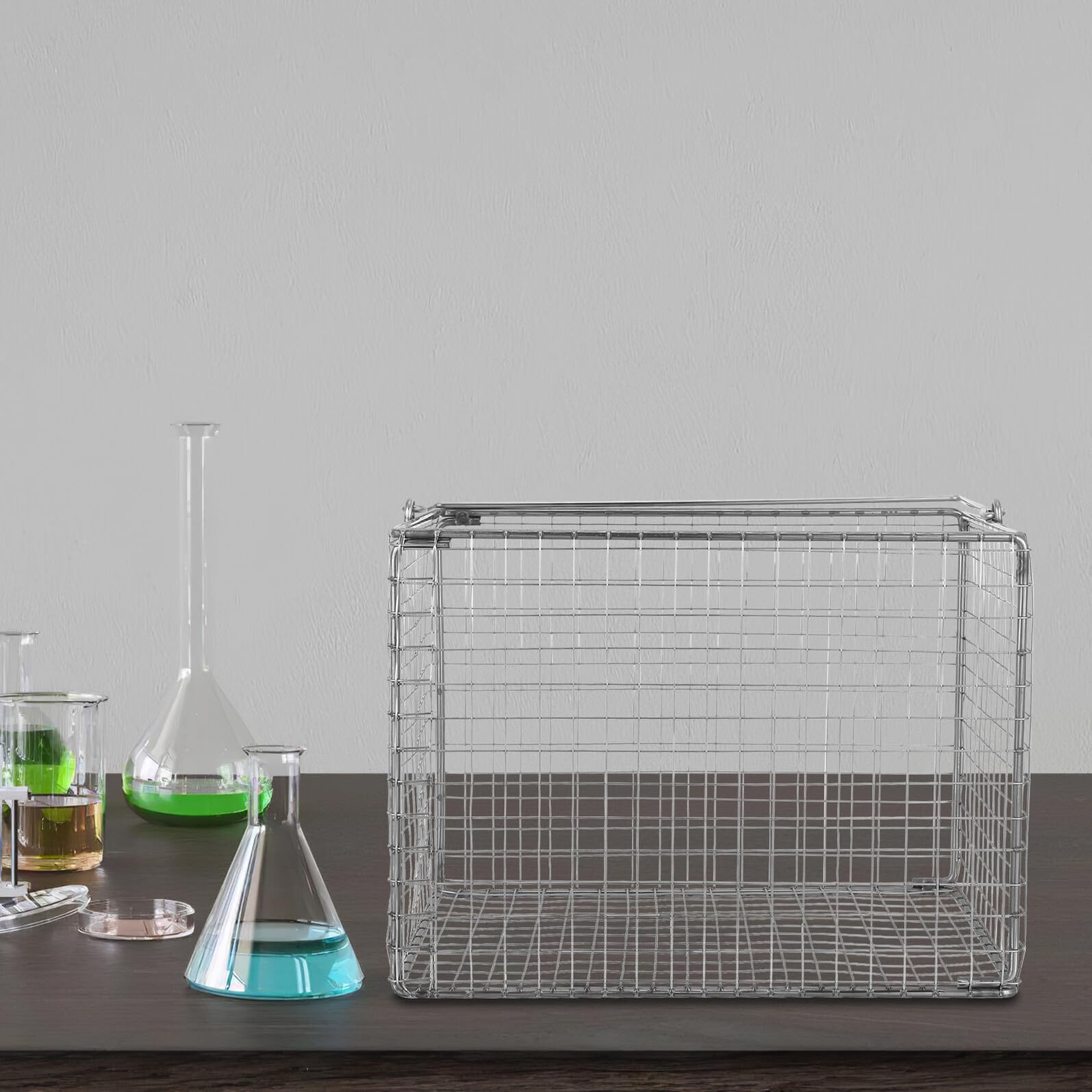 Sosoport Cesta Cuadrada De Acero Inoxidable Para Limpieza Ultrasónica Con Asa Para Limpiadores Ultrasónicos y Aplicaciones Industriales De Filtrado y Escurrido