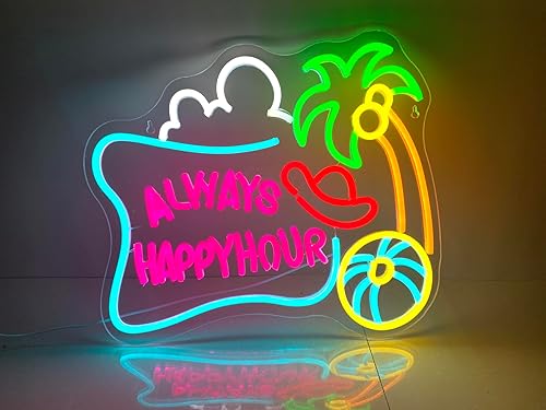 Miniatura 1 de LDGJ Always Happy Hour Neon Light Up Sign, barra de cerveza led para, habitación de casa, dormitorio, pared, decoración de cueva de hombre