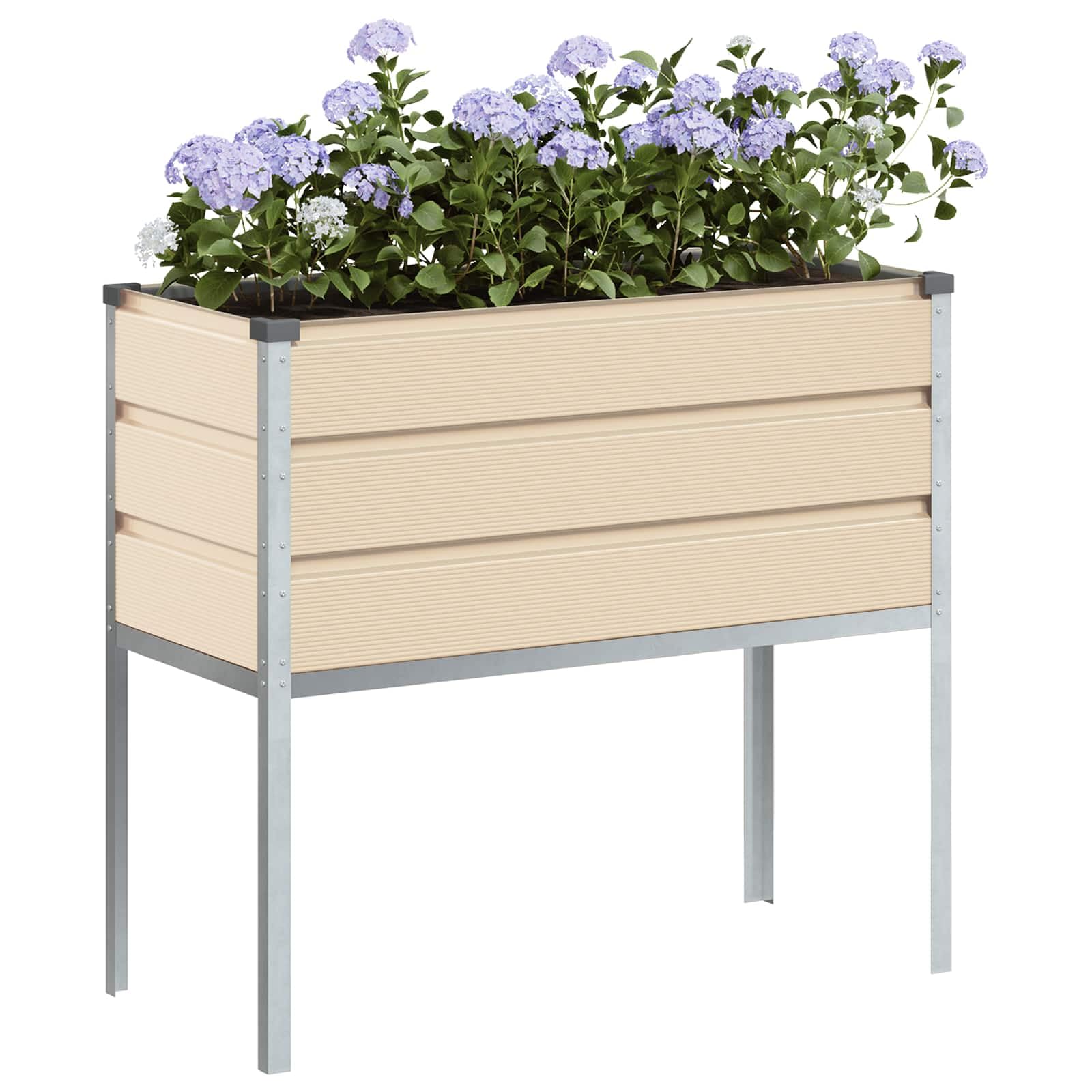 Hochbeet Elfenbein 100x45x90 cm Pflanzkübel verzinkter Stahl | Modernes Hochbeet für Terrasse und Garten, erhöhtes Design für bequeme Pflanzenpflege im Außenbereich.
