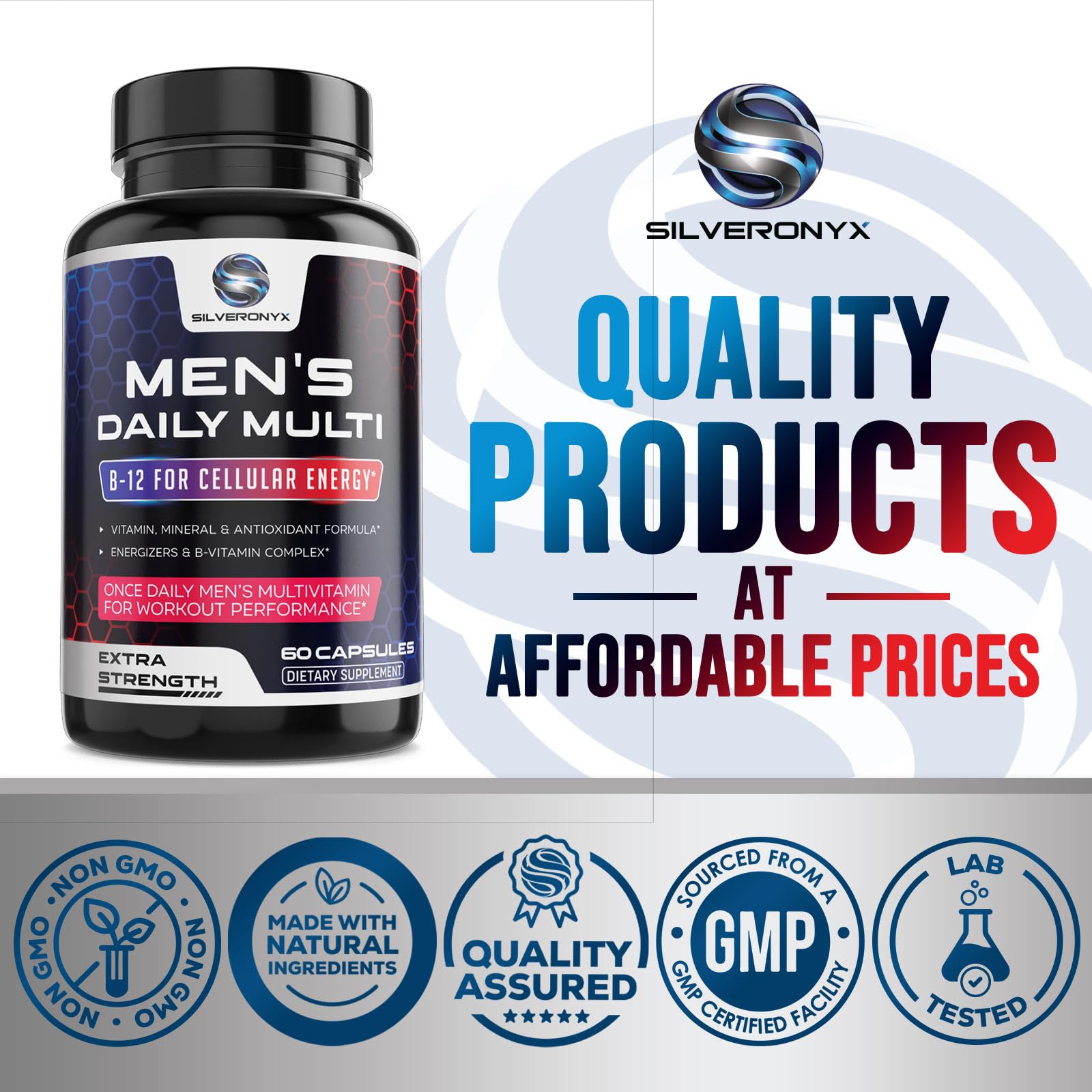 Multivitamin for Men - Vitamin A, C, D, E, Zinc, Calcium, Multivitamins for Immune Health Support, Vitamin B12, Men’s Daily Multivitamin Supplement, Mens Multi Vitamins - Bottled USA - 60 Capsules — Amazon image 4