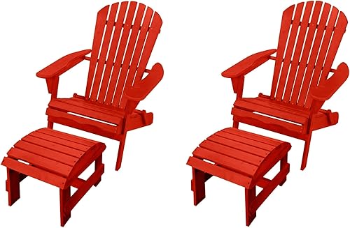 W Home Adirondack - Sillas con otomana, estándar, color rojo
