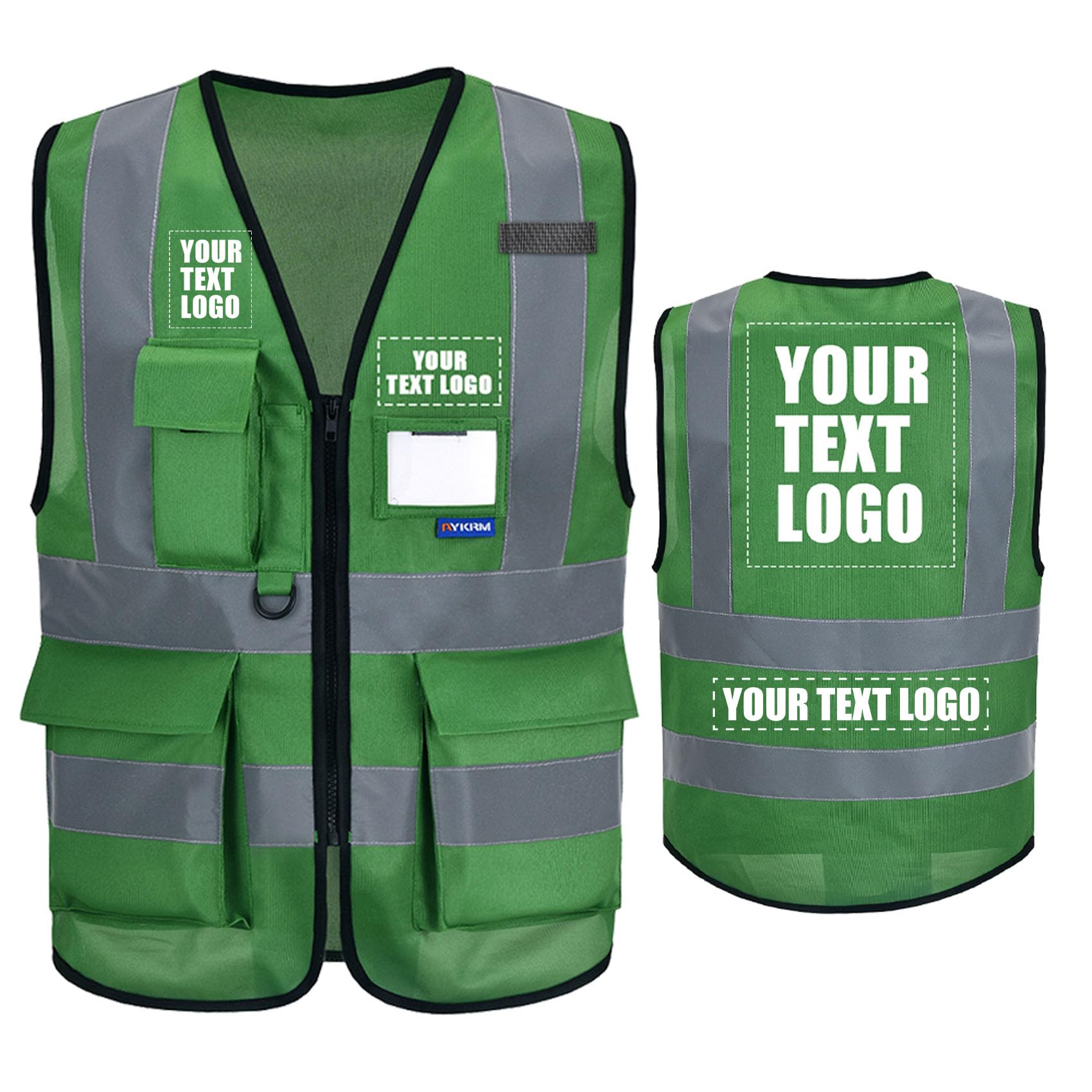 21 colors Personalised Printed small Hi Vis Vests Class 2 Zipper with Pockets LOGO Customised Hi Viz High Visibility Reflective Safety Vest Security Waistcoat EN20471 — image 1