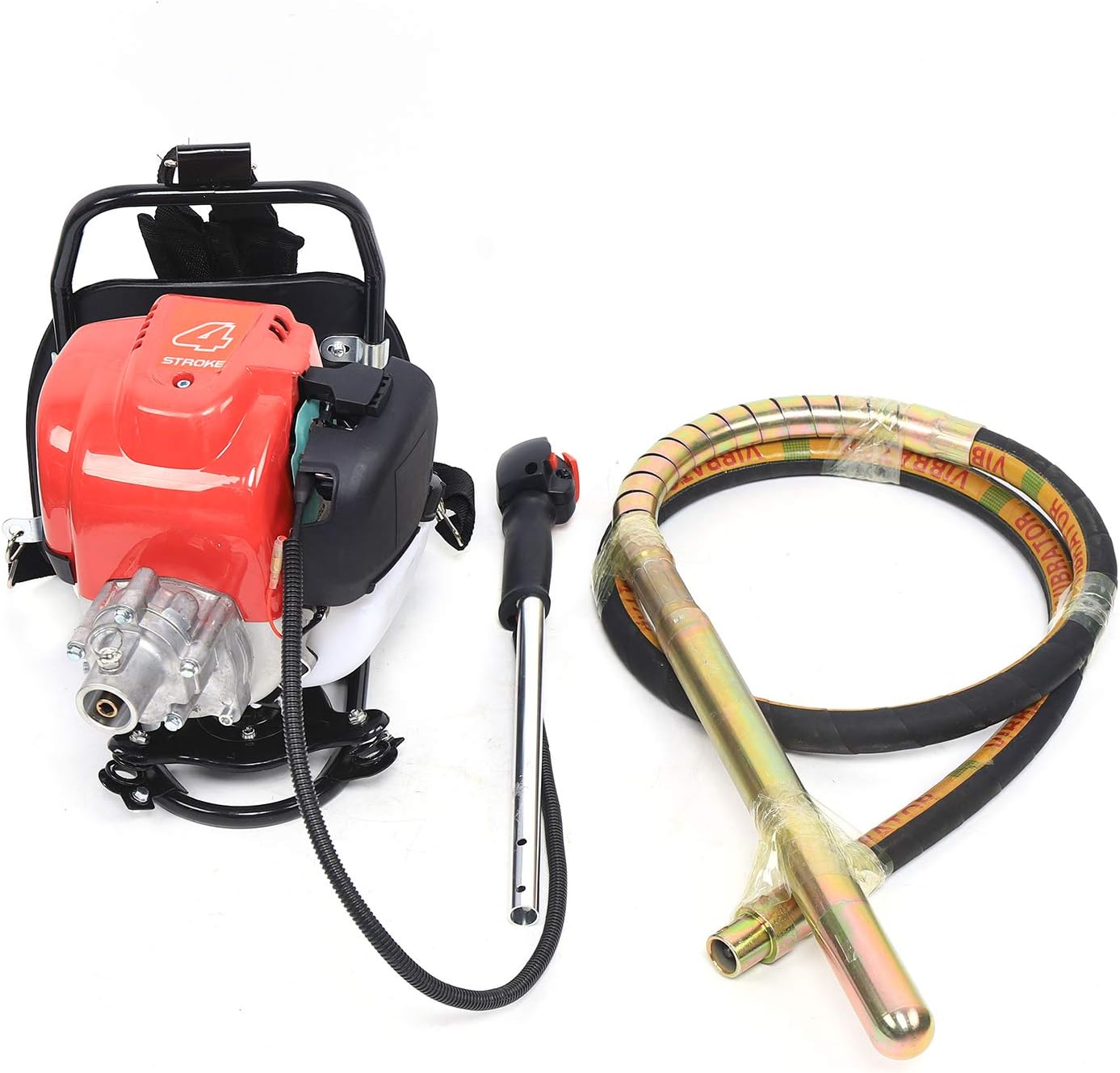 38.7CC Backpack Concrete Vibrator, 1.4Hp 4-Stroke Gas Powered Cordless Cement Insertion Vibrator Equipment, 3500Rpm Portable Concrete Vibrating Tool Vibrating Concrete Screed Finishing Machine