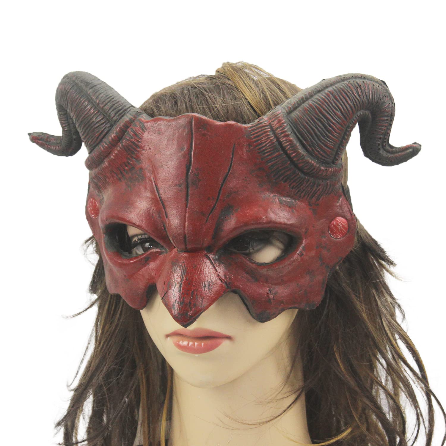 JNGUOSICN Halloween Goat Horn Devil Mask Half Face Scary Animal Masks Gothic Skull Sheep Head Mask Skeleton Vampire Scary Face Masks for Halloween Masquerade Cosplay Party Prop - Image 2