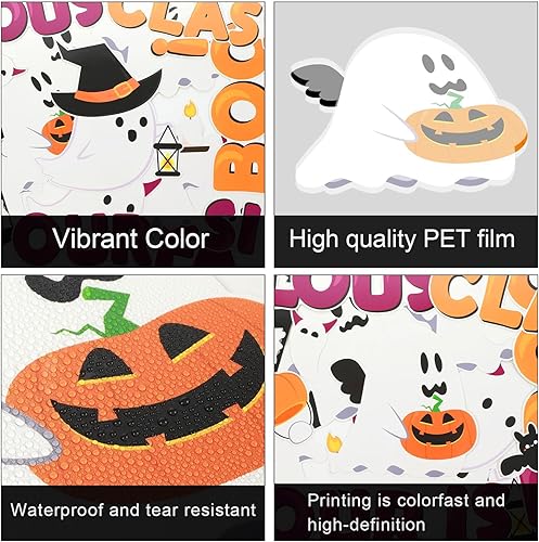 Miniatura 4 de Juego de tableros de anuncios de bolas de panal de fantasmas de Halloween, recortes de fantasma, calabaza, murciélago, cortes de papel para fiesta