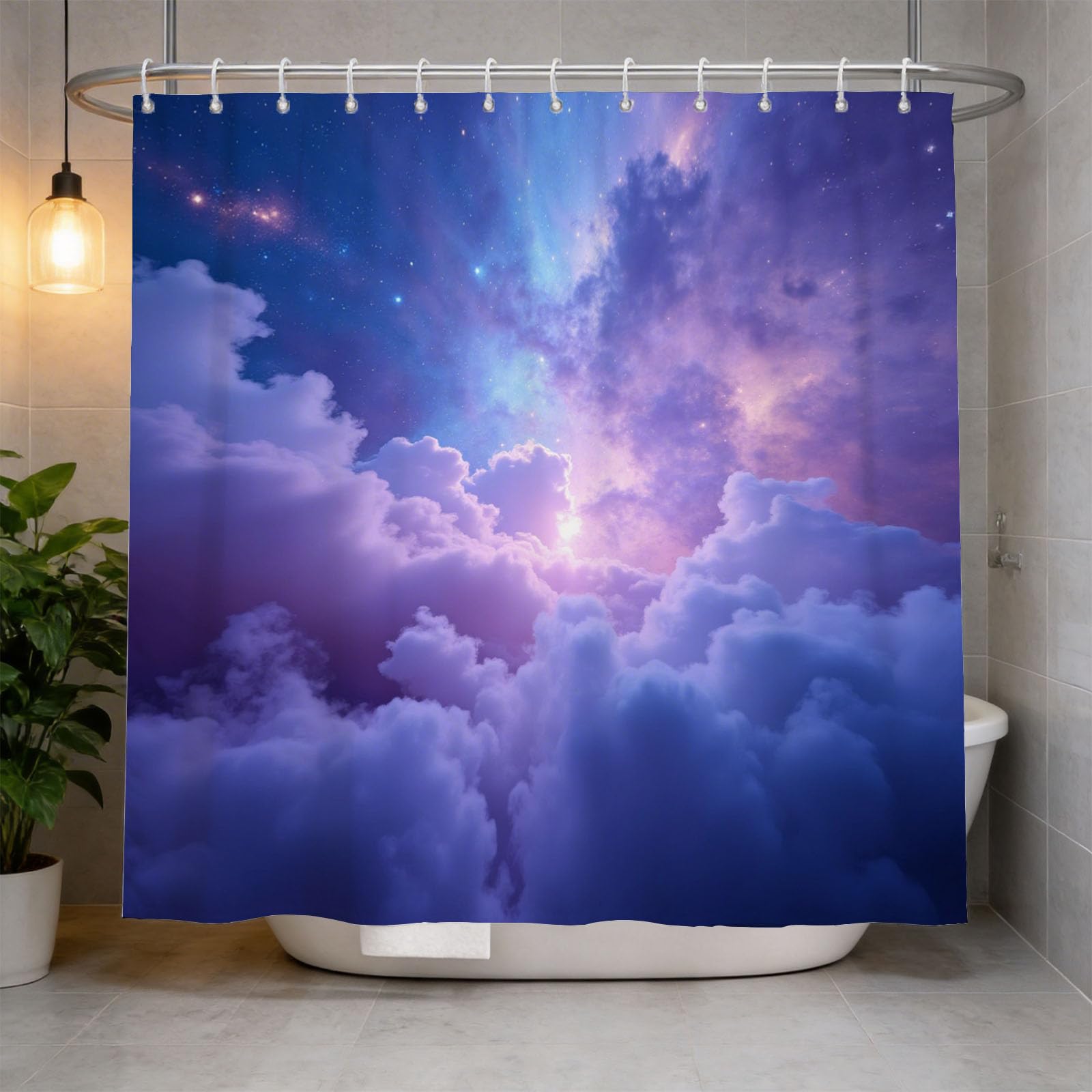 Hongduo 3D Constellations Shower Curtain for Stalls Bathtubs Starry Sky Bathroom Decor Shower Curtain Set Polyester Fabric Waterproof 200x200cm/79X79 Inch with Hooks