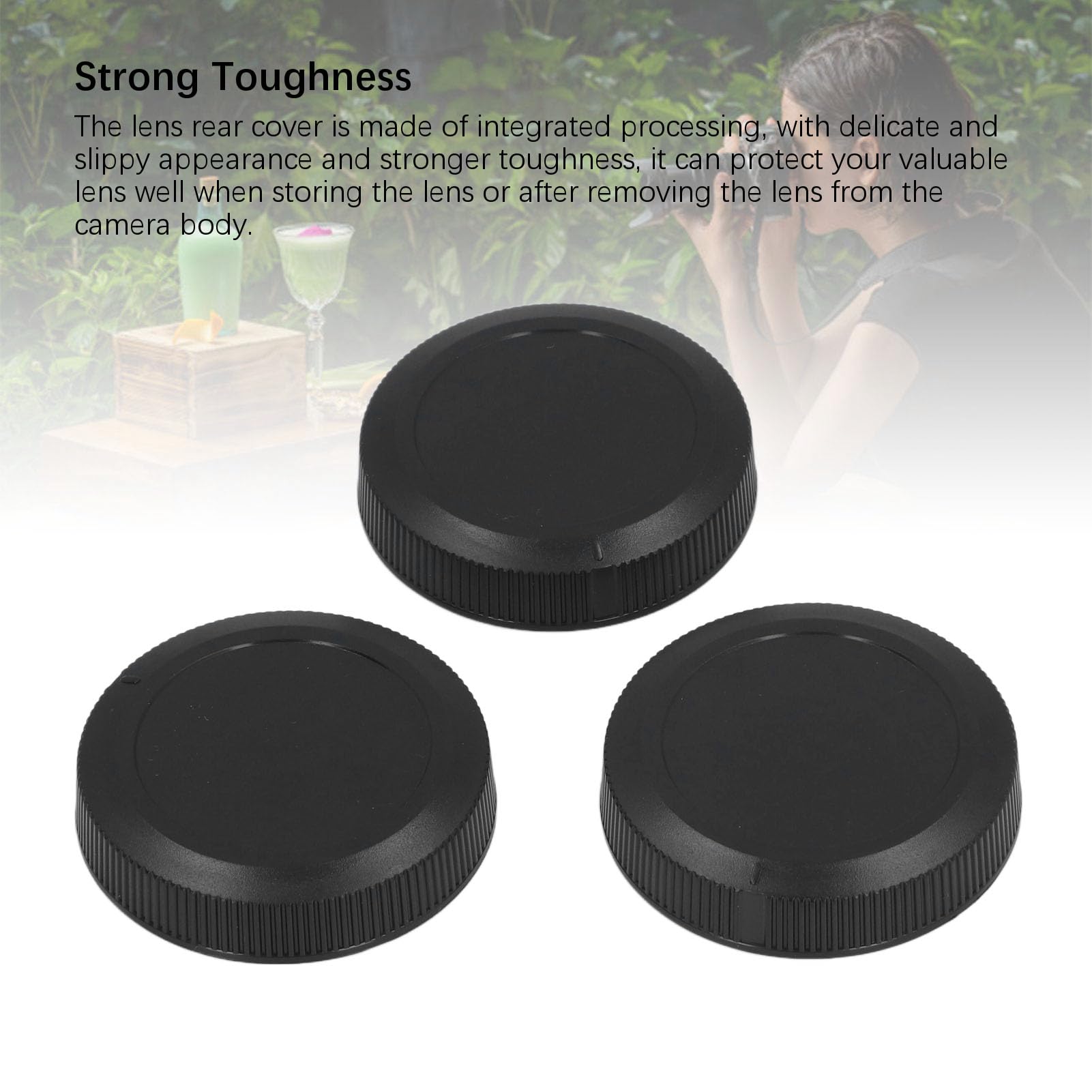 3Pcs Rear Lens Cover,Protective RF Mount Rear Lens Kit,Dustproof Camera Body Rear Lens Replacement for Mirrorless Camera