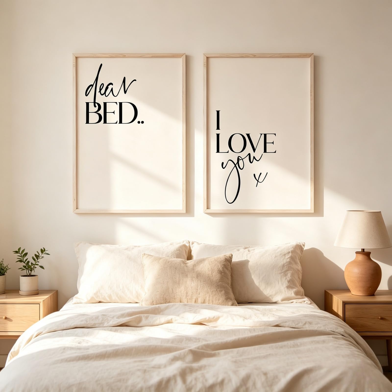ZBELLO Set of 2 Minimalist Quote Wall Art Prints, Dear Bed I Love You Typography Posters, for Living Room Bedroom Apartment Decoration, Unframed (30x40cm)