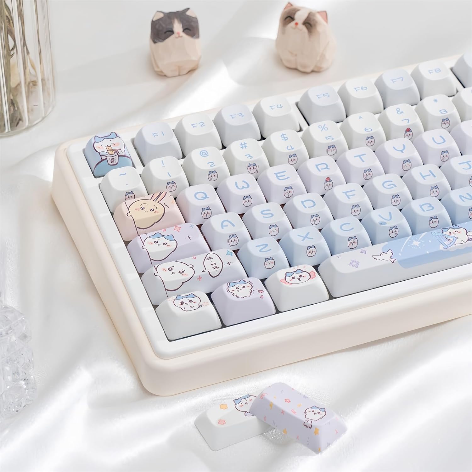 Cute Keycaps,MOC Profile PBT Dye-Sub Kawaii Japanese Anime Keycaps Custom Keyboard Keycap Set 150 Keys Full Size Key Caps for Cherry MX Switches Mechanical Keyboard Creamy Keycap