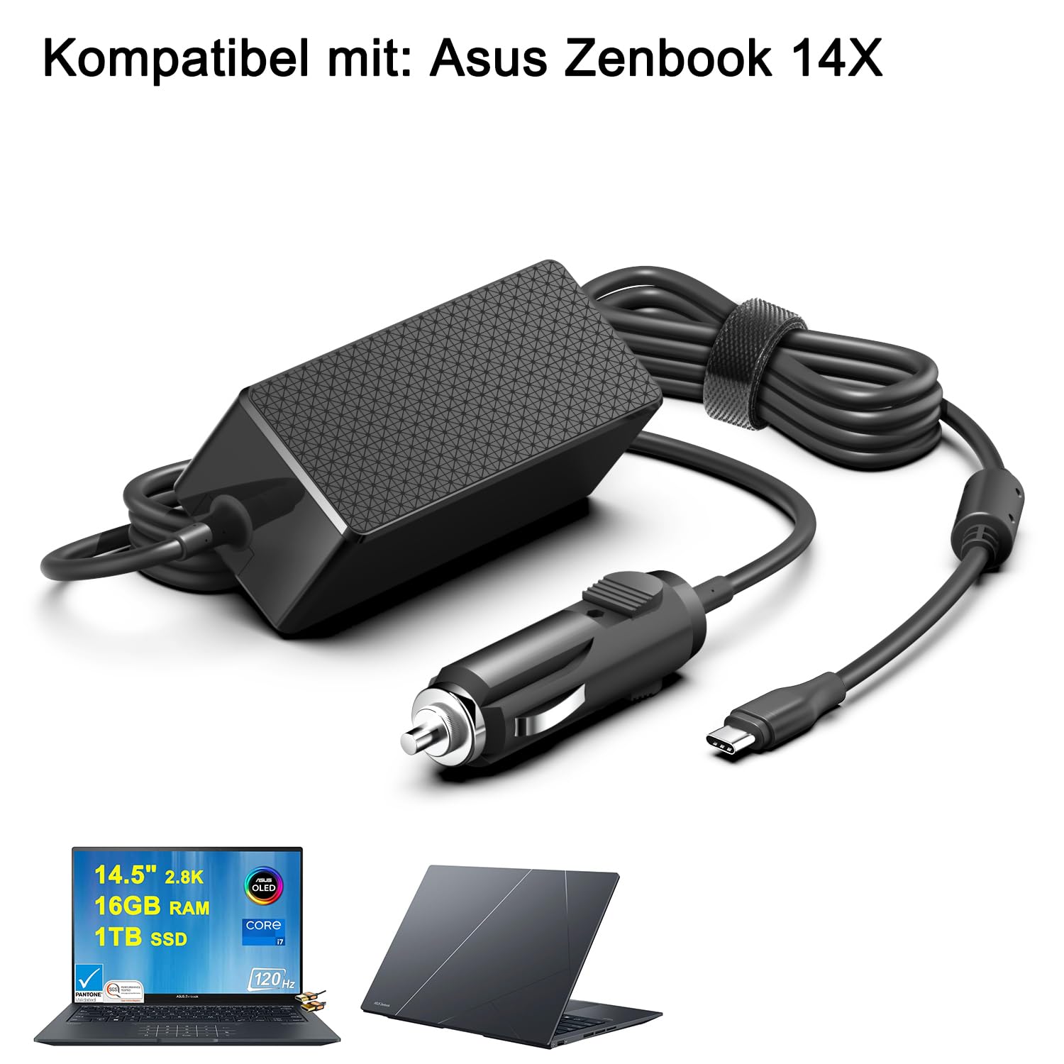 HKY 100 W 40 W USB C 12-24 V auto 2,6 m USB tipo c 100 W PD caricatore per Dell Pro 14 13 16 Plus/Dell Pro Rugged 14 13 RA13250 RB14250 Premium PA14250 PB16250 PA13250 Inspiron 13/13/13/13/13 14/15
