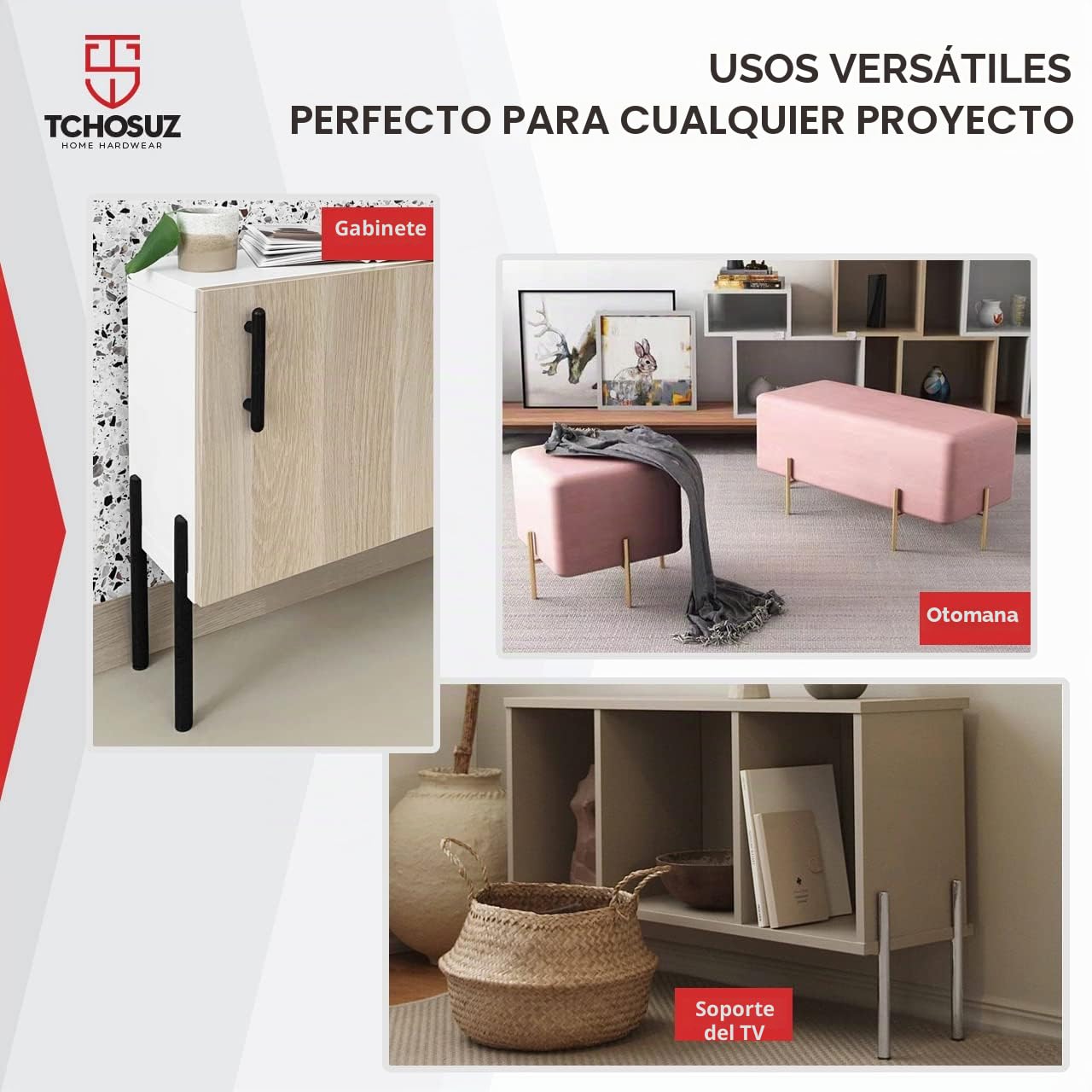 Patas de metal para muebles de 6 pulgadas 4 patas de mesa de metal resistentes con protectores de suelo y tornillos patas de repuesto para muebles para sofá mesita de noche escritorio color cromado