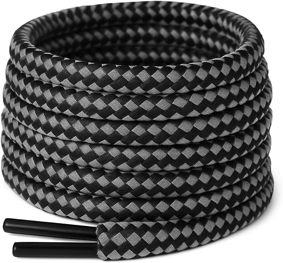 5mm Round Strong Heavy Duty Hard Wearing Durable Boot Laces Shoelaces for work boots, Steel Toe Cap Boots, Walking Boots, Hiking Boots,
