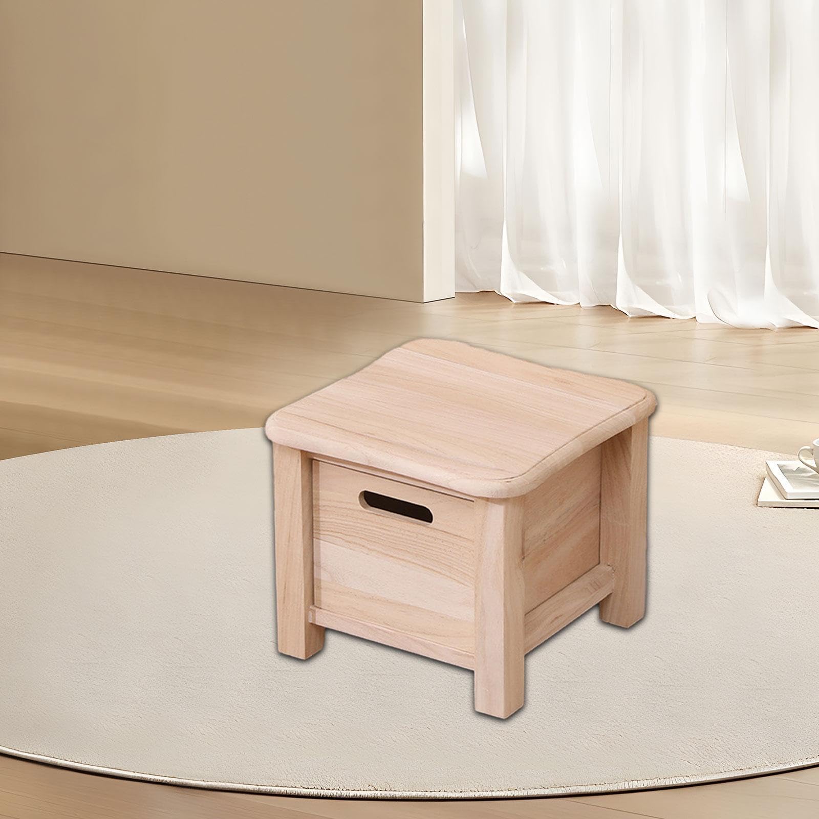 Fenteer Sgabello Contenitore in Legno, Sedia per Cambiare Le Scarpe, Decorazione per Casa, Piccolo Sgabello con Bordi Arrotondati per Soggiorno, 30 Cm X 30 Cm X 25