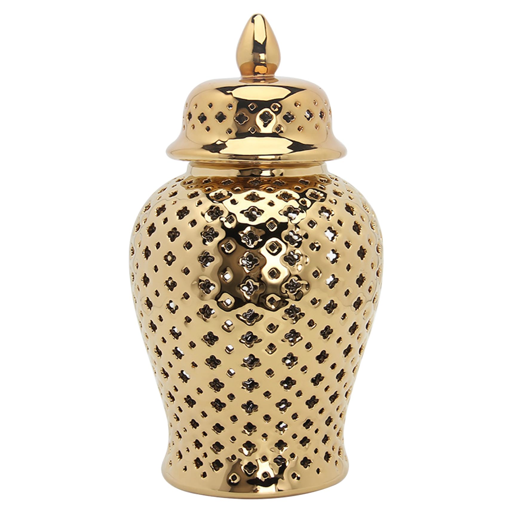 Vase en céramique or ajouré avec couvercle jarre décorative de prestige pour intérieur