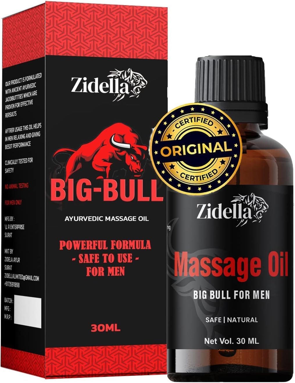 SENTA Bigbull Pure Ayurvedic Massage Oil for Men - 30ml, 1.01 Fl Oz (Pack of 1)