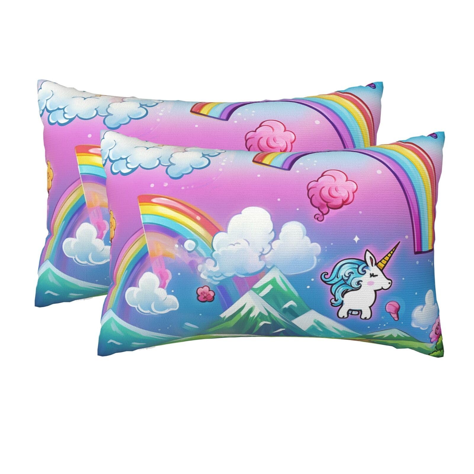2 Pack Queen Size Pillow Cases for Hair and Skin Soft Breathable Pillow Case Covers with Hidden Zipper Rainbow Pillowcase 20x30 Inches Pillow Cover for Sleeping Gift