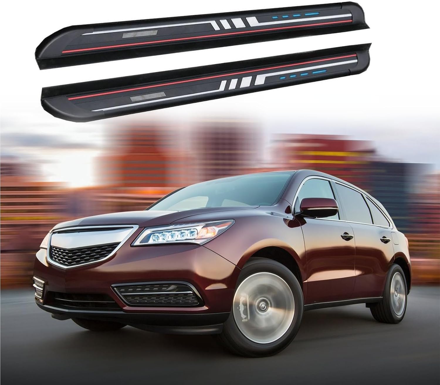 2pcs Running Board Fits for MDX 2014 2015 2016 2017 2018 2019 2020 2021 Side Step Aluminum Black Nerf Bar